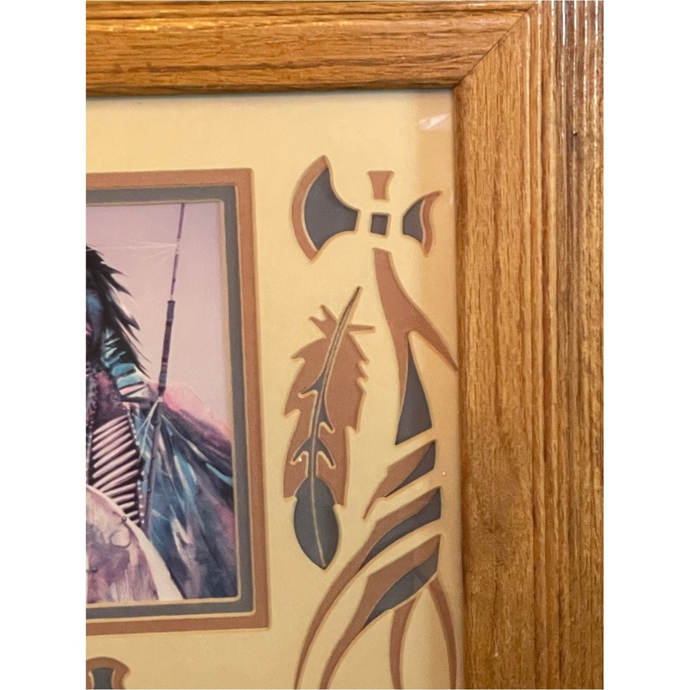 Native American Inspired Framed Art Print in Oak Frame Matted - Picture 3 of 7